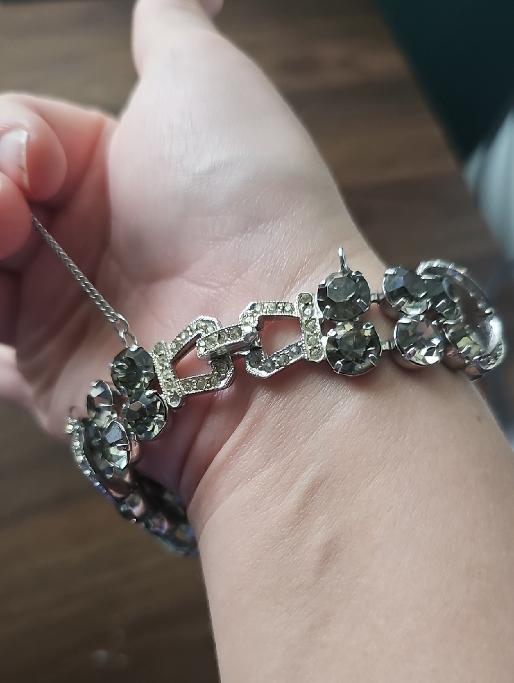 Silver-Tone Gray Crystal Bracelet - Women Jewelry - Picture 5 of 5